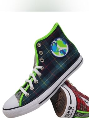 Converse. World Peace Plaid High-Tops - Green, Red and Blue. Size 11W, 9M. EUC.